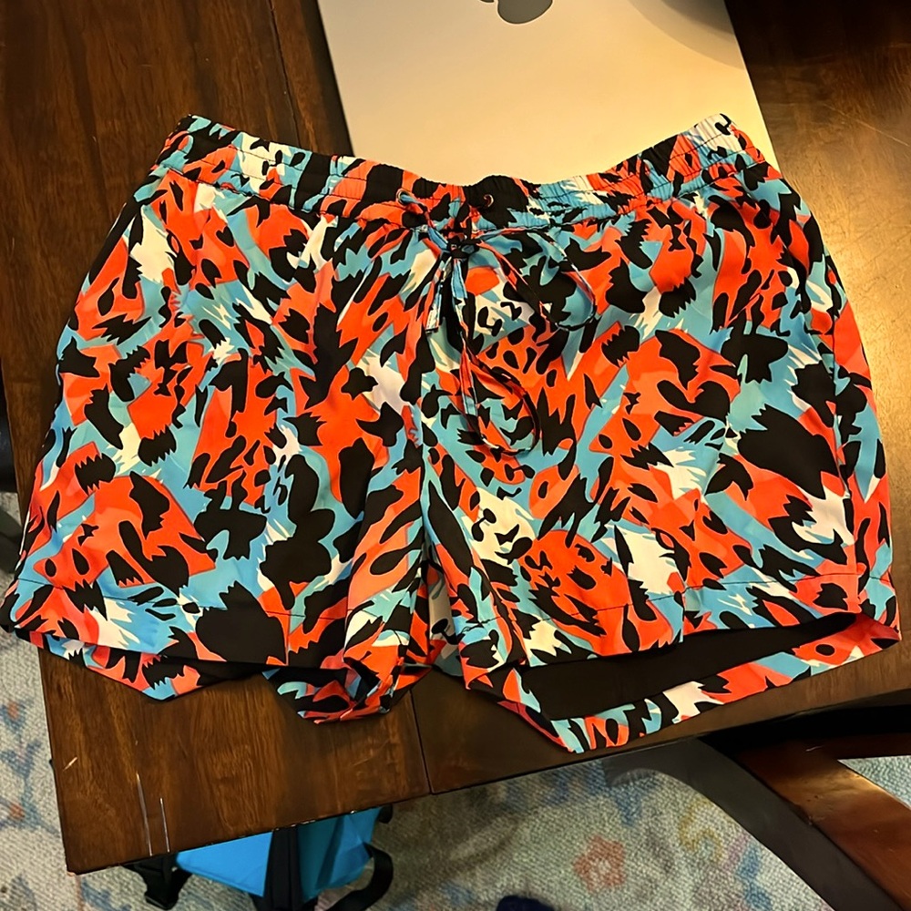 W118 by Walter Baker Coral Blue White Black Elastic Waistband Drawstring Size M